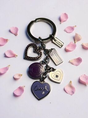 Coach Vintage Triple Heart Crystal Key Ring